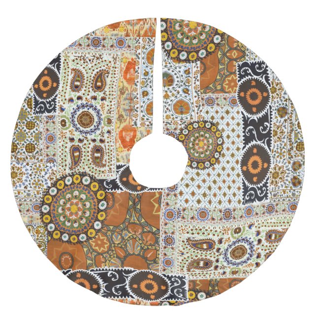 Ethnic Digital Abstrakt: Nahtloses Muster Polyester Weihnachtsbaumdecke (Vorderseite)