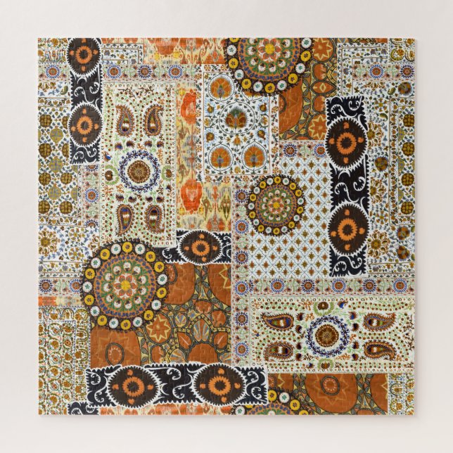 Ethnic Digital Abstrakt: Nahtloses Muster Puzzle (Vertikal)
