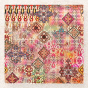 Ethnic Digital Abstrakt Seamless Muster Glasuntersetzer