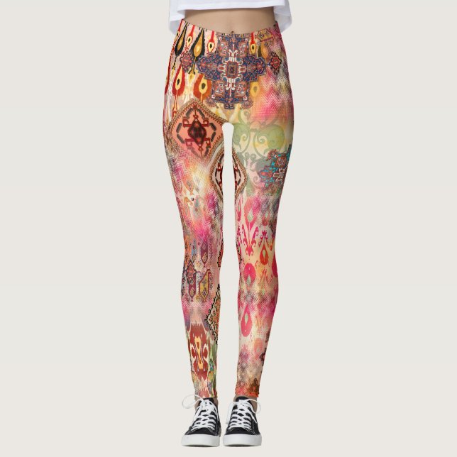 Ethnic Digital Abstrakt Seamless Muster Leggings (Vorderseite)