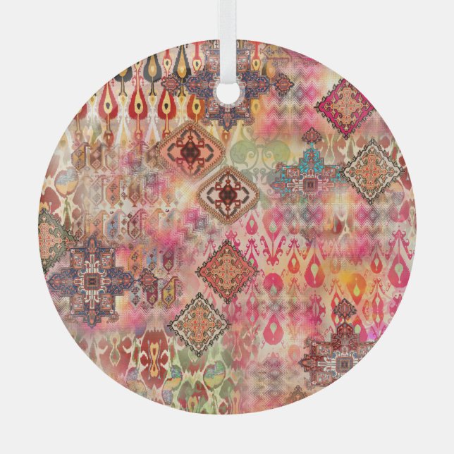 Ethnic Digital Abstrakt Seamless Muster Ornament Aus Glas (Vorderseite)