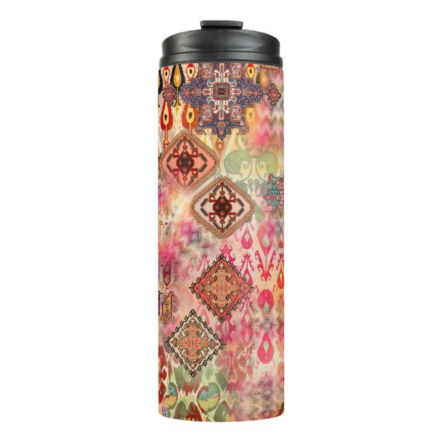 Ethnic Digital Abstrakt Seamless Muster Thermosbecher (Vorderseite)