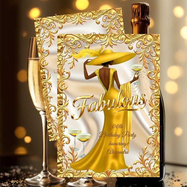 Ethnic Fabulous Birthday Gold Dress Gold Champagne Einladung (Von Creator hochgeladen)