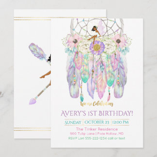 Ethnic Fairy Dream Catcher Boho Feathers Arrows Einladung