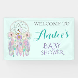 Ethnic Fairy Dream Catcher Boho Feathers Pastels Banner