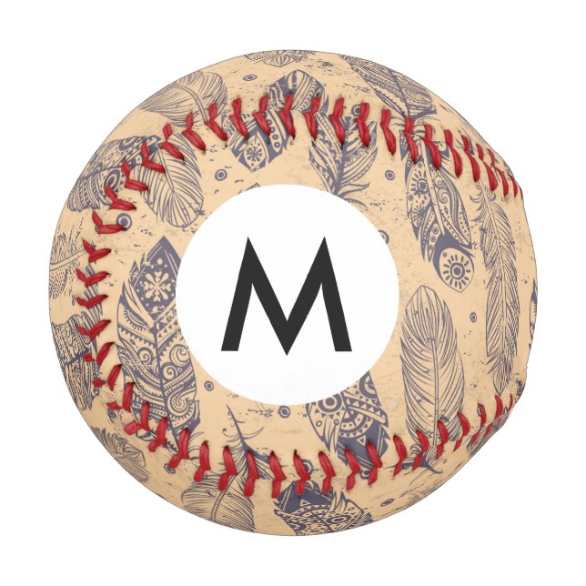 Ethnic Feather Kontur Muster Baseball (Vorderseite Links)