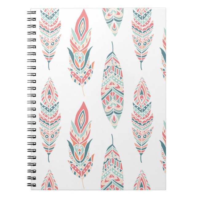 Ethnic Feathers Hand Drawn Illustration Notizblock (Vorderseite)