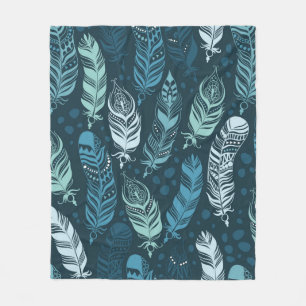Ethnic feathers seamless pattern fleecedecke