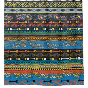 Ethnic Feathers: Stickerei Boho Chic Duschvorhang
