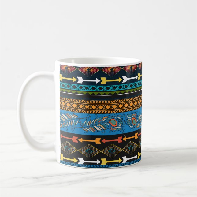 Ethnic Feathers: Stickerei Boho Chic Kaffeetasse (Links)
