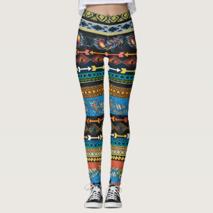 Ethnic Feathers: Stickerei Boho Chic Leggings