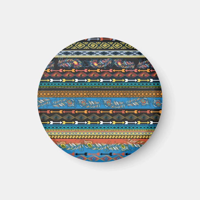 Ethnic Feathers: Stickerei Boho Chic Magnet (Vorne)