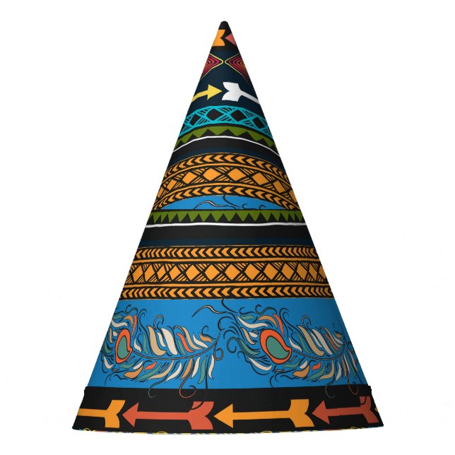 Ethnic Feathers: Stickerei Boho Chic Partyhütchen (Vorderseite)