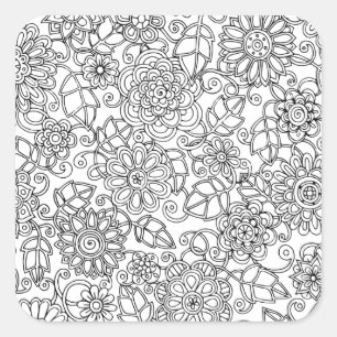 Ethnic Floral Doodle Quadratischer Aufkleber
