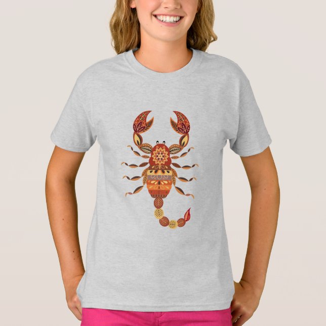 Ethnic Floral Scorpion T-Shirt (Vorderseite)
