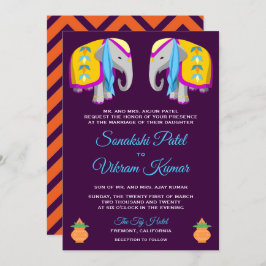 Ethnic Folk Art Elephant Indian Wedding Einladung