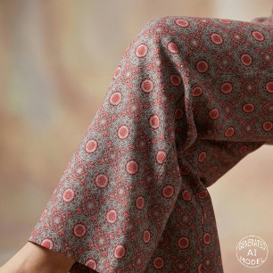 Ethnic Folk Bohemisch Red Black and White Pattern Stoff