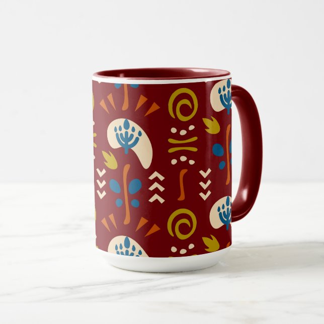 Ethnic Folk Floral Pattern Tasse (VorderseiteRechts)
