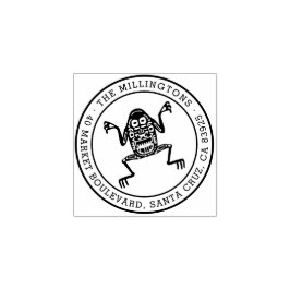 Ethnic Frog | Runder Familienname und Rücksendeadr Gummistempel