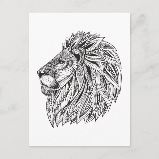 Ethnic Gemustert Lion Head Postkarte (Vorderseite)