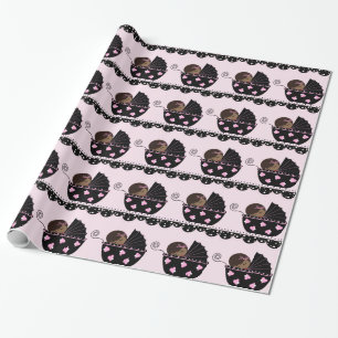 Ethnic Girl Baby Shower Wrap Geschenkpapier