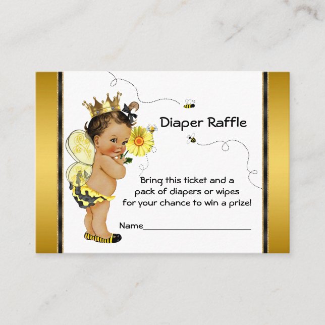 Ethnic Girl Bee Diaper Raffle Ticket Begleitkarte (Vorderseite)
