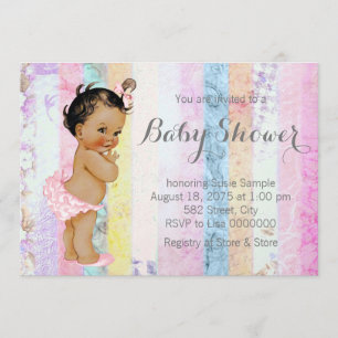Ethnic Girl Rainbow Baby Shower Einladung