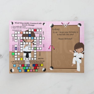 Ethnic Girls Karate Secret Message Happy Birthday Karte