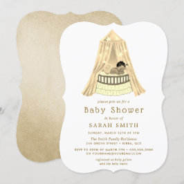 Ethnic Gold Baby Shower Crib Boy oder Girl Einladu Einladung