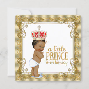 Ethnic Gold Royal Prince Baby Dusche Einladung