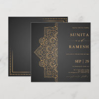 Ethnic Gray & Gold Mandala Elegante Indian Wedding