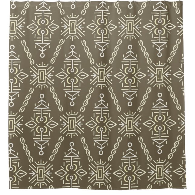 Ethnic Hand Drawn Boho Tile Duschvorhang (Vorderseite)