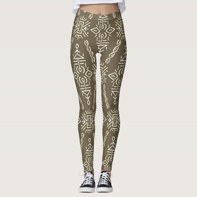 Ethnic Hand Drawn Boho Tile Leggings (Vorderseite)