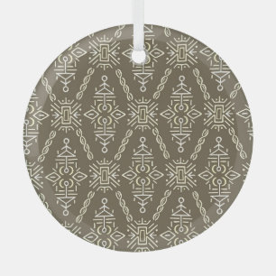 Ethnic Hand Drawn Boho Tile Ornament Aus Glas