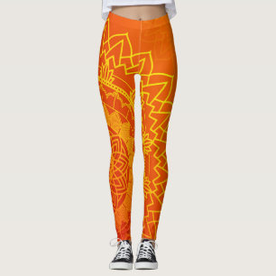 Ethnic Indian Mandala Yellow Orange Leggings