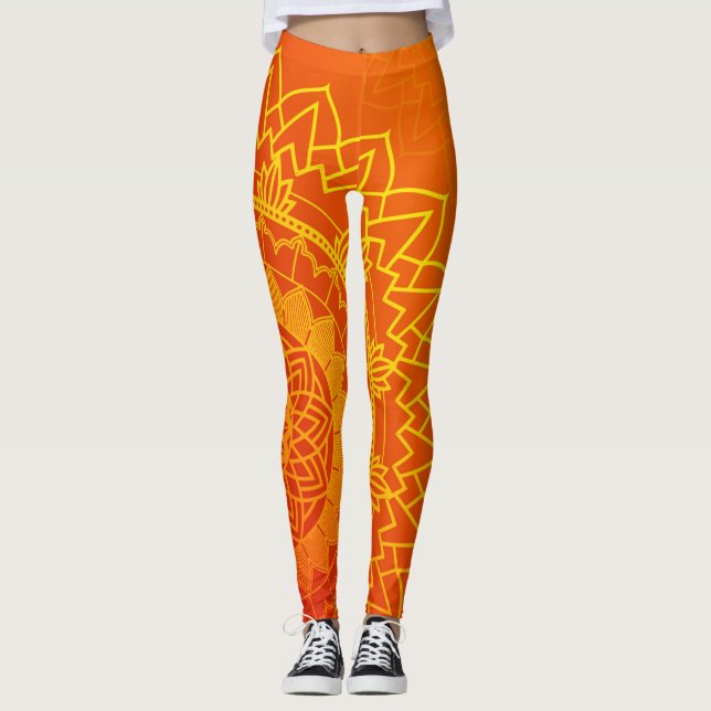 Ethnic Indian Mandala Yellow Orange Leggings (Vorderseite)
