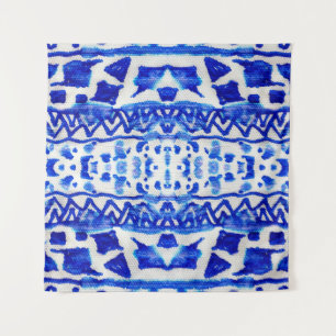 Ethnic Indigo Arrow Indianermuster Wandteppich