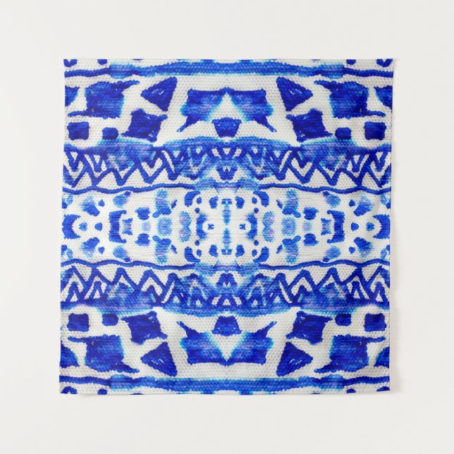 Ethnic Indigo Arrow Indianermuster Wandteppich (Vorderseite)