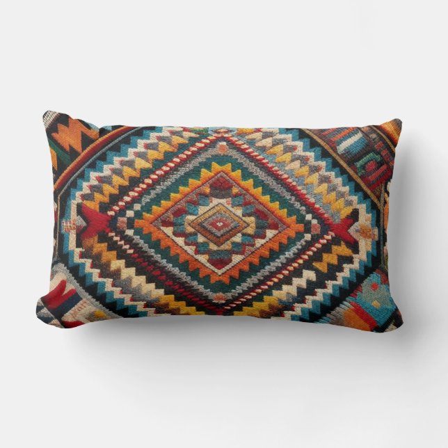 Ethnic Kilim Türkisches anatolisches geometrisches Lendenkissen (Vorderseite)