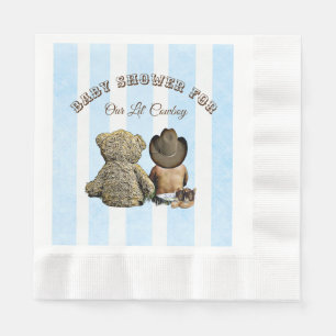 Ethnic Lil Cowboy and Teddy Bear Baby Shower Serviette