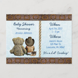 Ethnic Lil Cowboy Baby Boy und Teddy Bear Baby Inv Einladungspostkarte