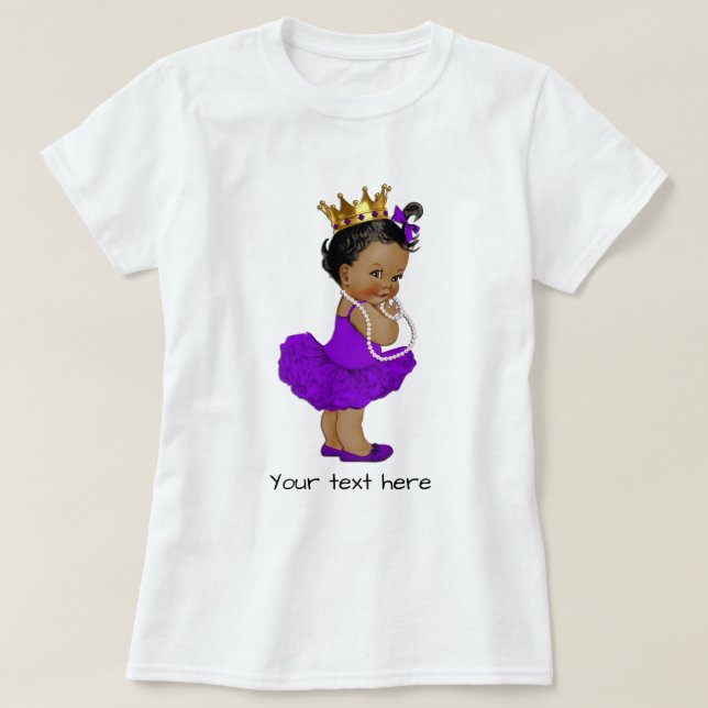 Ethnic Lila Tutu Ballerina Baby Princess Pearls T-Shirt (Design vorne)