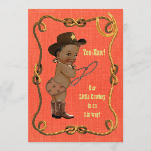Ethnic Little Cowboy Baby Dusche Einladung