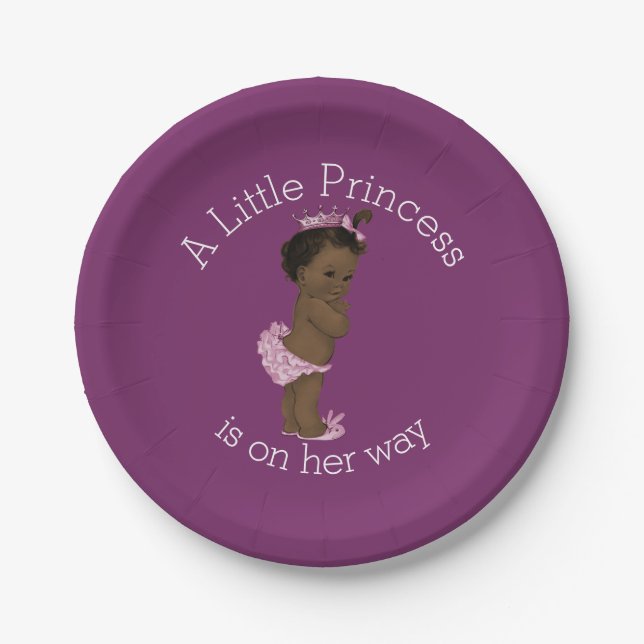 Ethnic Little Princess Baby Dusche Lila Pappteller (Vorderseite)