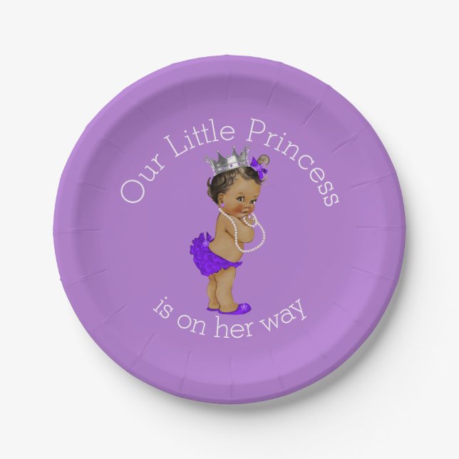 Ethnic Little Princess Baby Shower Lavender Pappteller (Vorderseite)