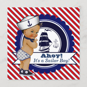 Ethnic Little Sailor Nautical Baby Dusche Einladung