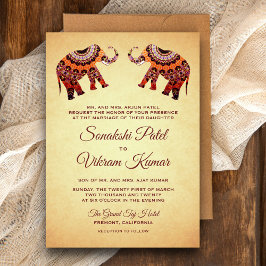 Ethnic Mandala Elephants Indian Wedding Einladung