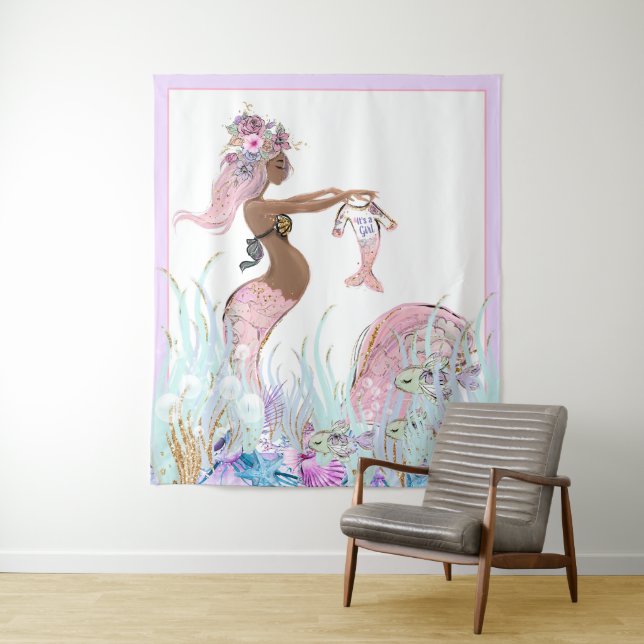 Ethnic Mermaid Baby Shooting Background Banner Wandteppich (Beispiel)