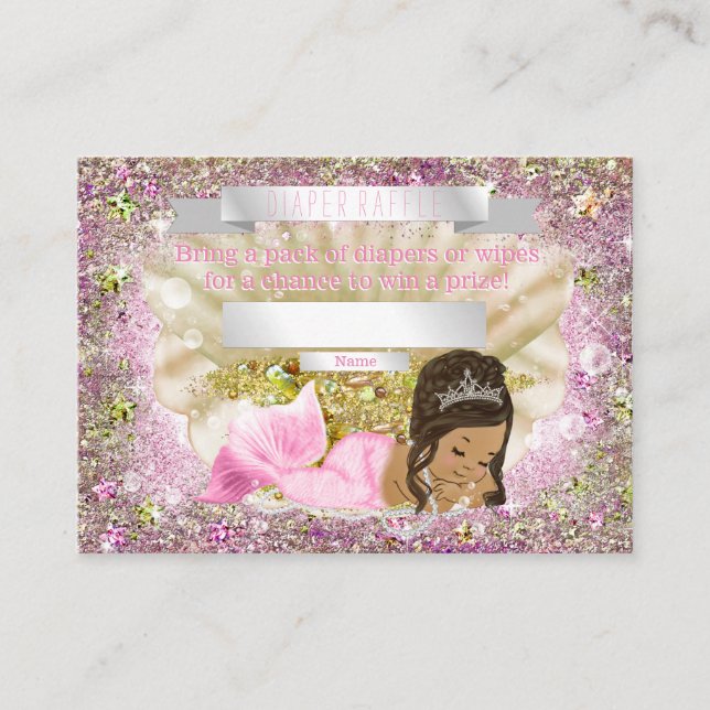 Ethnic Mermaid Baby Showdiaper Raffle Tickets Begleitkarte (Vorderseite)