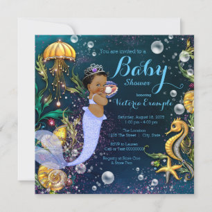 Ethnic Mermaid Baby Shower Einladung